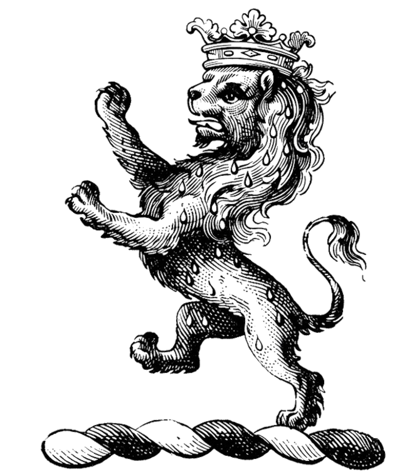 Lion Rampant Or Guttée-de-Sang Crowned digital download: Includes Color PNG, B&W PNG, and SVG vector files