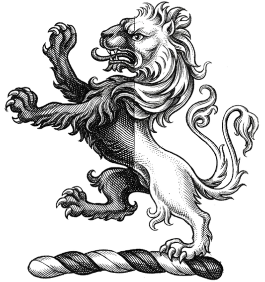 Lion Rampant Double-Queued Murally Crowned Crest digital download: Includes Color PNG, B&W PNG, and SVG vector files