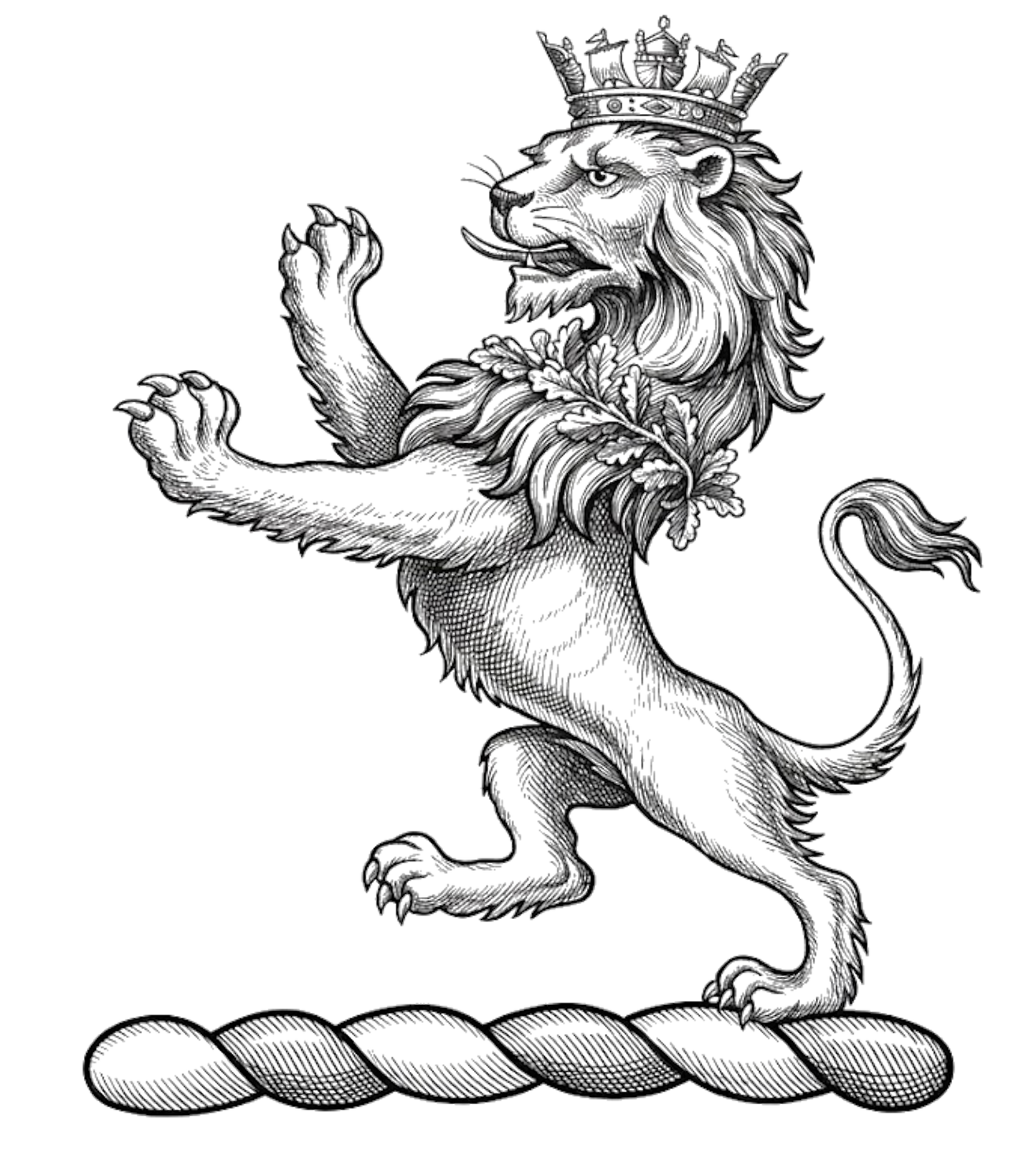 Lion Rampant with Naval Coronet Crest digital download: Includes Color PNG, B&W PNG, and SVG vector files