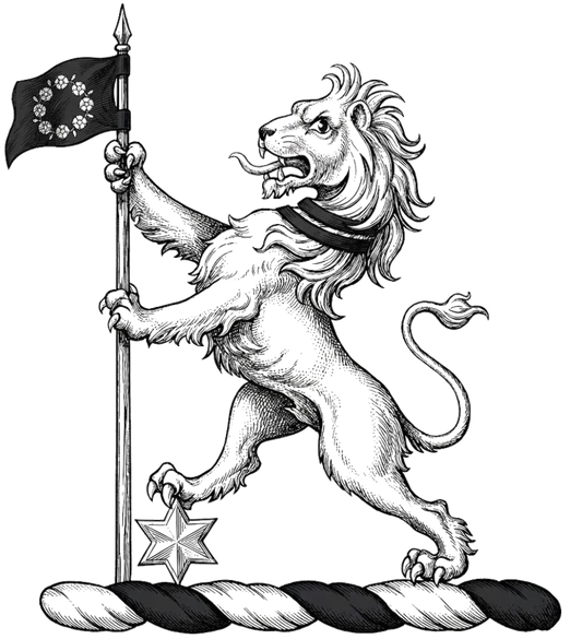 Lion Rampant with Banner and Mullet Crest digital download: Includes Color PNG, B&W PNG, and SVG vector files