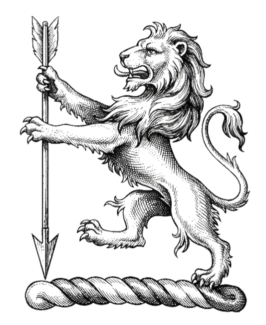 Lion Rampant Supporting an Arrow in Pale Point Downwards digital download: Includes Color PNG, B&W PNG, and SVG vector files