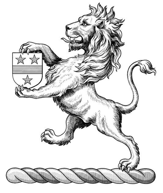 Lion Rampant Holding Escutcheon digital download: Includes Color PNG, B&W PNG, and SVG vector files