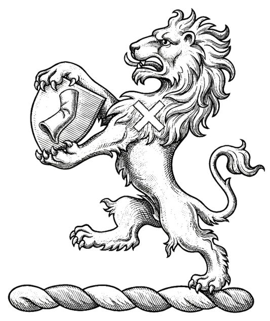 Lion Rampant Holding Escutcheon digital download: Includes Color PNG, B&W PNG, and SVG vector files