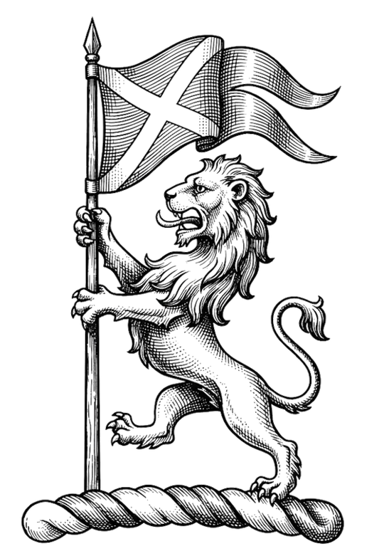 Lion Rampant with Standard Flag digital download: Includes Color PNG, B&W PNG, and SVG vector files