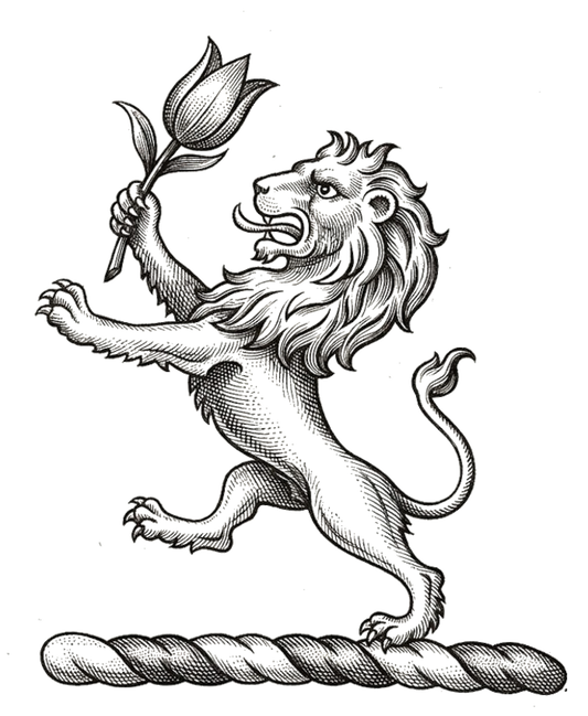 Lion Rampant Or, holding a tulip Gu., Slipped Vert digital download: Includes Color PNG, B&W PNG, and SVG vector files