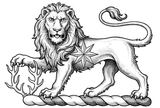 Lion Passant Guardant Supporting Stag's Attires digital download: Includes Color PNG, B&W PNG, and SVG vector files