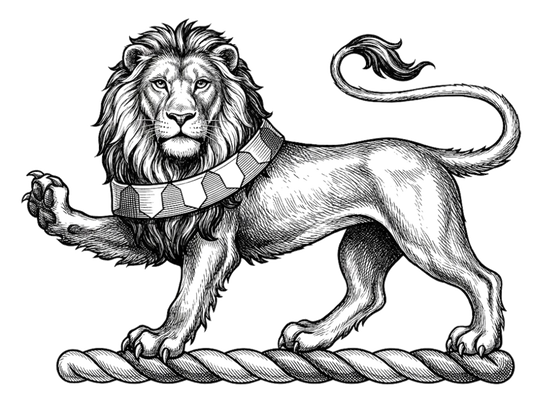 Lion Passant Gardant Collared Vair digital download: Includes Color PNG, B&W PNG, and SVG vector files