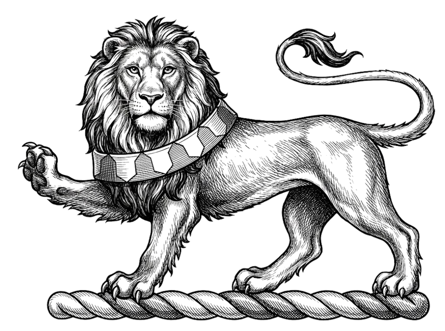 Lion Passant Gardant Collared Vair digital download: Includes Color PNG, B&W PNG, and SVG vector files