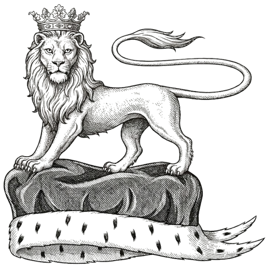 Lion Passant Guardant Crowned on Chapeau digital download: Includes Color PNG, B&W PNG, and SVG vector files