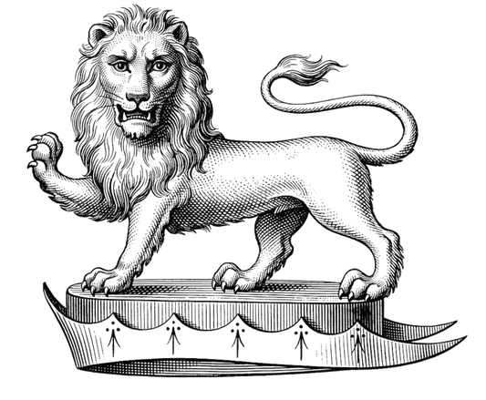 Lion Passant Guardant Upon A Chapeau digital download: Includes Color PNG, B&W PNG, and SVG vector files