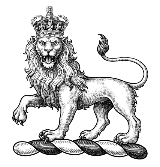 Lion Passant Guardant Imperially Crowned digital download: Includes Color PNG, B&W PNG, and SVG vector files