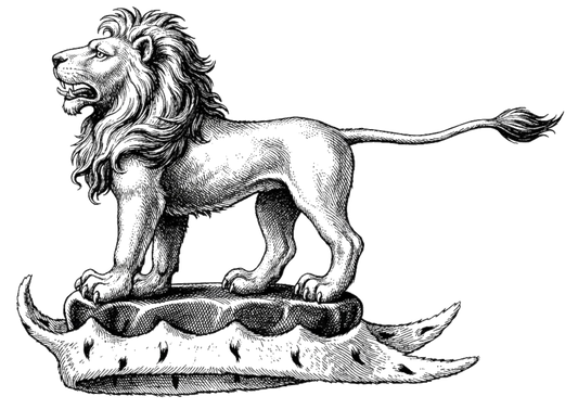 Lion Statant on a Chapeau digital download: Includes Color PNG, B&W PNG, and SVG vector files