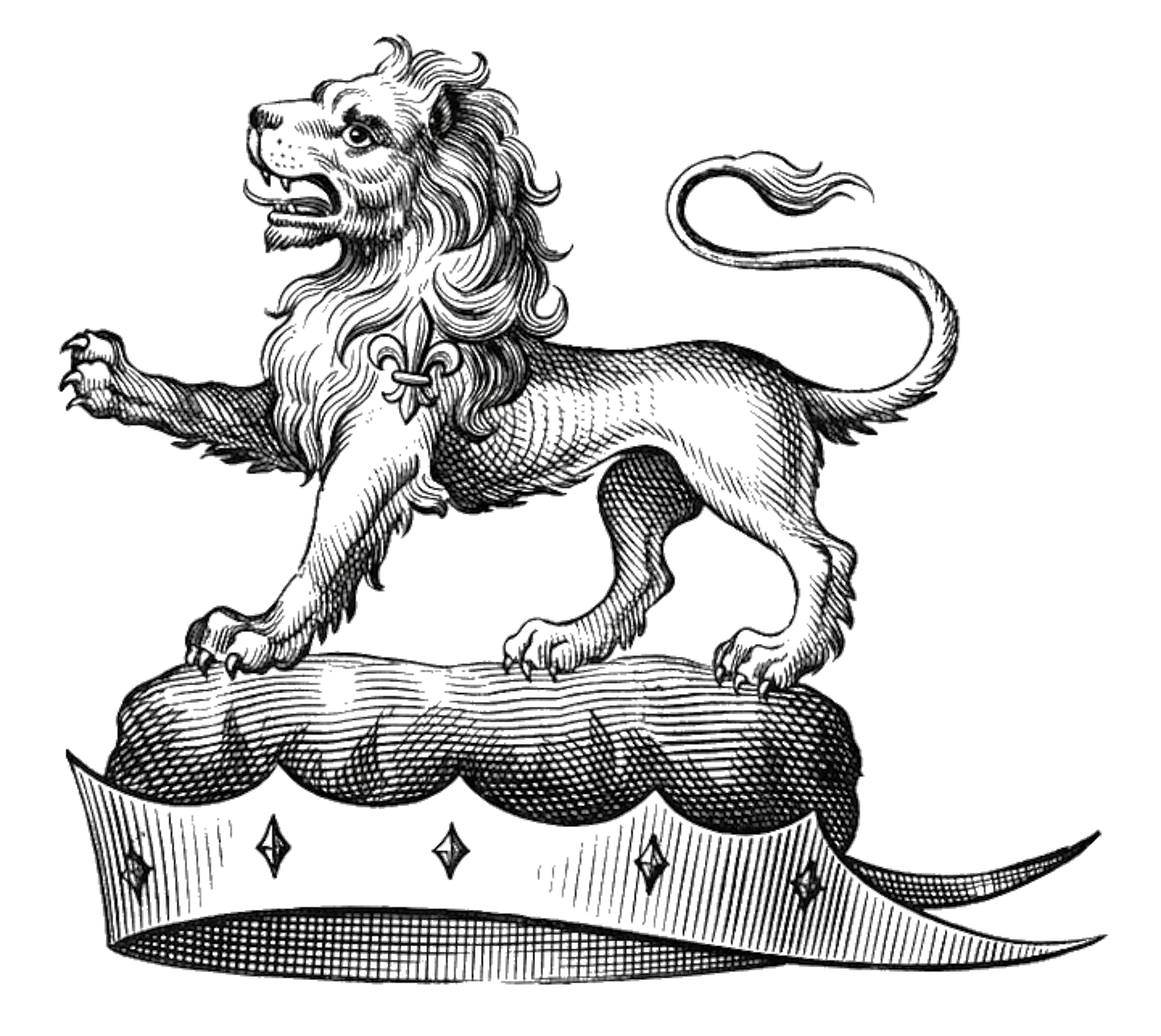 Lion Passant on Chapeau Crest digital download: Includes Color PNG, B&W PNG, and SVG vector files
