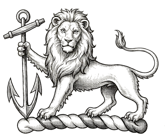 Lion Statant Gardant Holding Anchor digital download: Includes Color PNG, B&W PNG, and SVG vector files