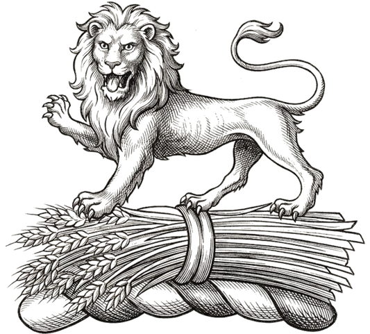 On a garb in fess, a lion passant guardant digital download: Includes Color PNG, B&W PNG, and SVG vector files