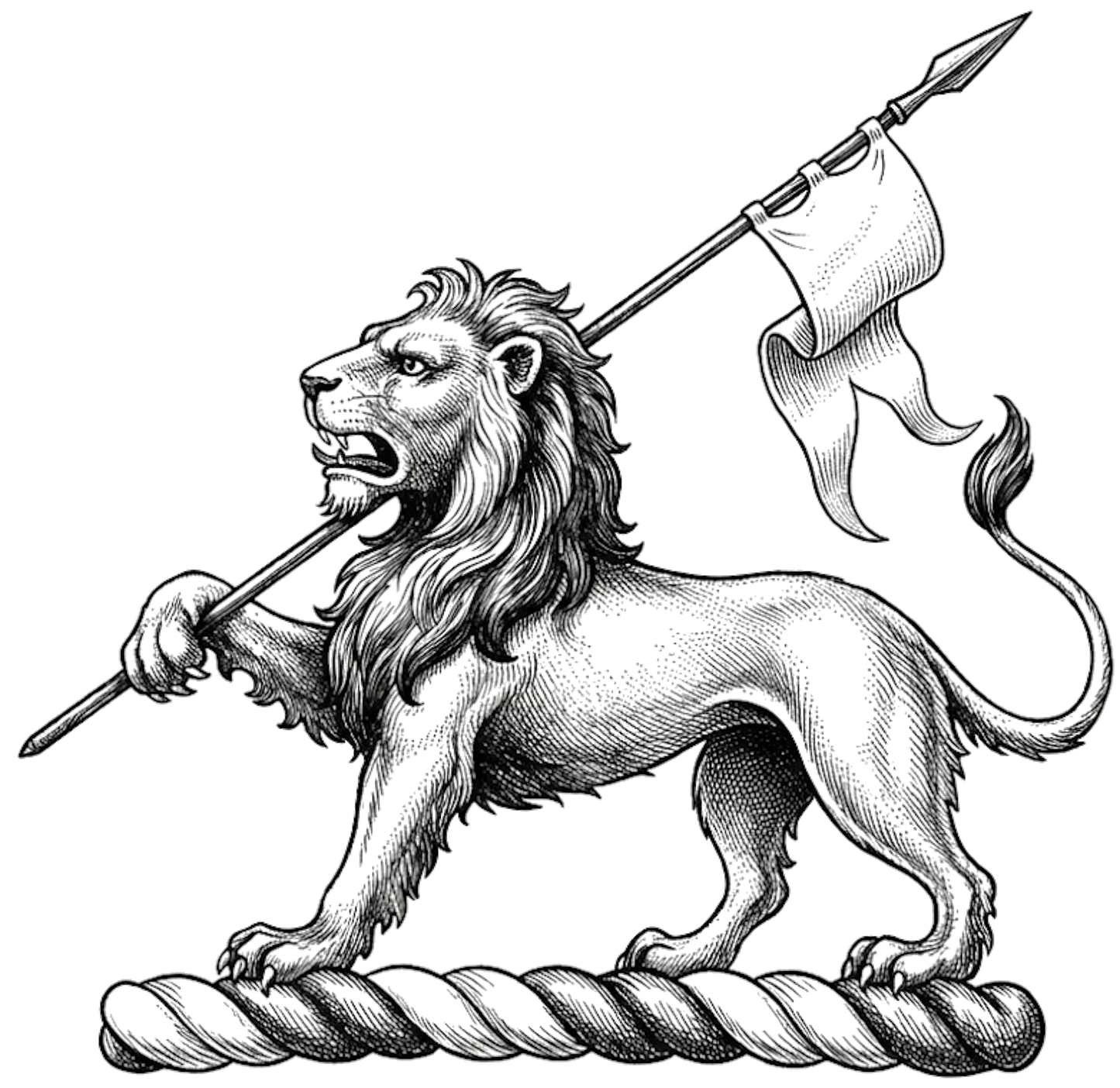 Lion Passant Holding a Banner digital download: Includes Color PNG, B&W PNG, and SVG vector files
