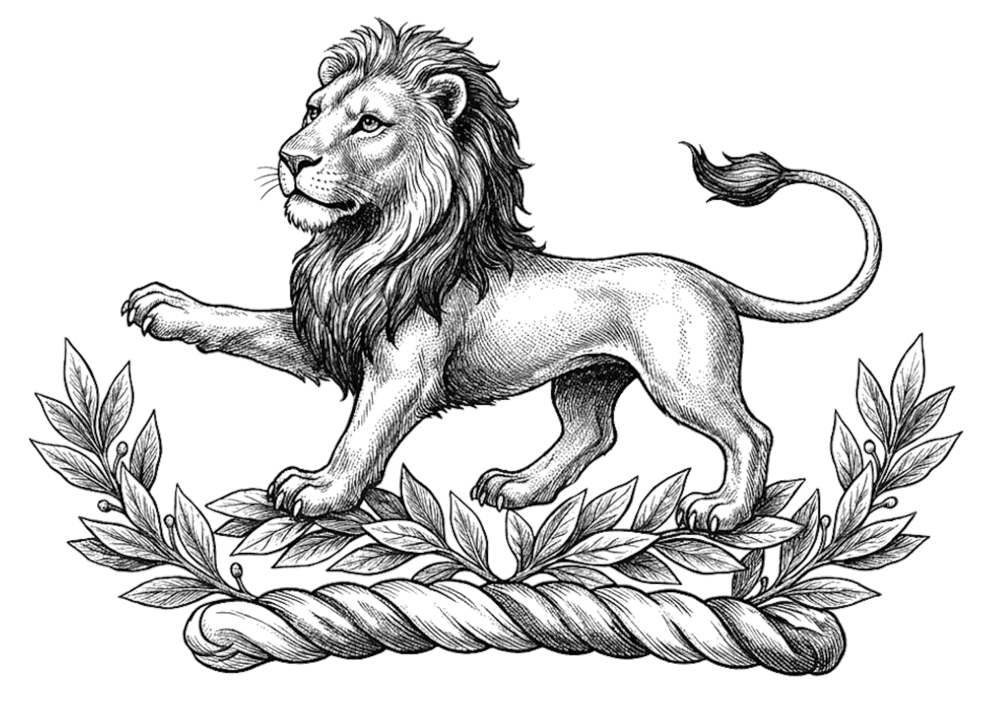 On a garland of laurel in orle a lion passant ppr. digital download: Includes Color PNG, B&W PNG, and SVG vector files