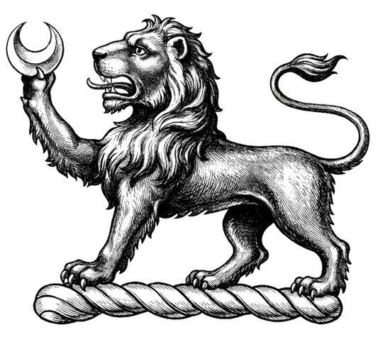 a lion passant ppr., holding in the dexter paw a crescent arg digital download: Includes Color PNG, B&W PNG, and SVG vector files