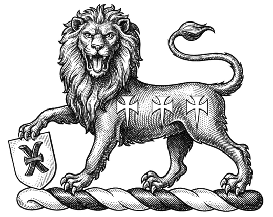 Lion Gardant with Shield digital download: Includes Color PNG, B&W PNG, and SVG vector files