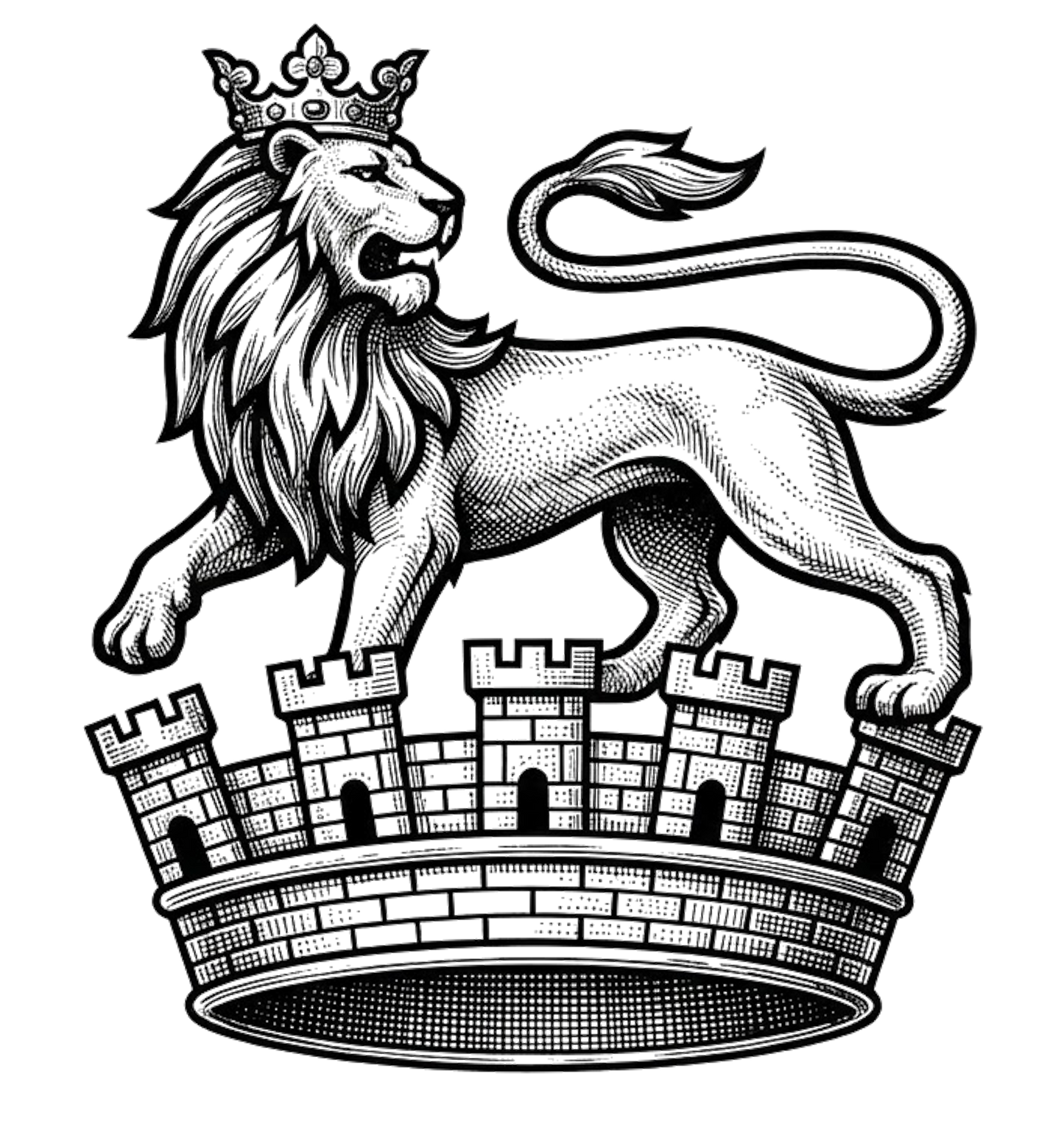 On a mural coronet sa., a lion passant regardant or digital download: Includes Color PNG, B&W PNG, and SVG vector files