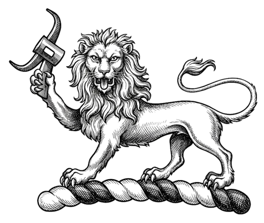 A lion passant gardant Or, holding in the dexter paw a mill-rind sa digital download: Includes Color PNG, B&W PNG, and SVG vector files