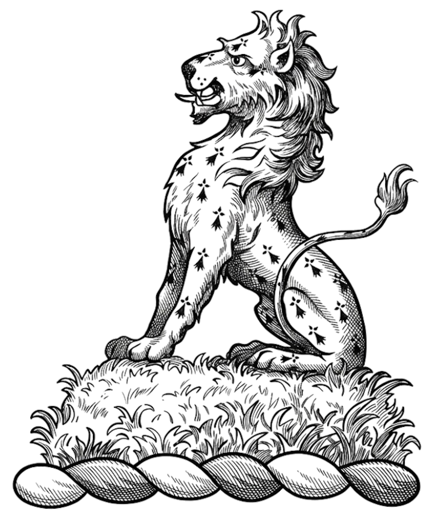 On a mount Vert, a lion sejant Ermine digital download: Includes Color PNG, B&W PNG, and SVG vector files