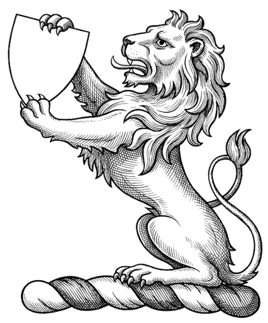 Lion Sejant Erect Gules Supporting an Escutcheon Argent digital download: Includes Color PNG, B&W PNG, and SVG vector files