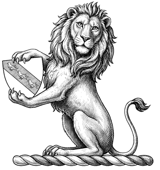 Lion Sejant Guardant Holding an Escutcheon digital download: Includes Color PNG, B&W PNG, and SVG vector files
