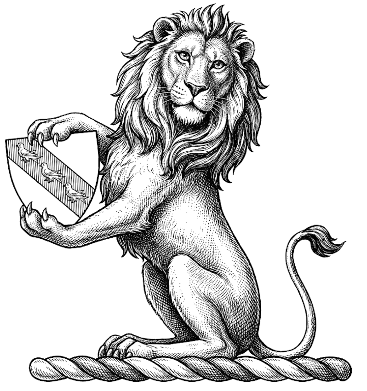 Lion Sejant Guardant Holding an Escutcheon digital download: Includes Color PNG, B&W PNG, and SVG vector files
