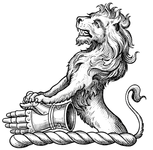 A demi-lion gules, resting his paws on a gauntlet or digital download: Includes Color PNG, B&W PNG, and SVG vector files