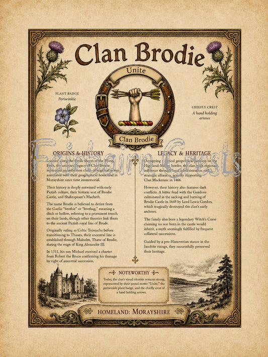 Scottish Clan Brodie Heritage Poster - Instant Digital Download
