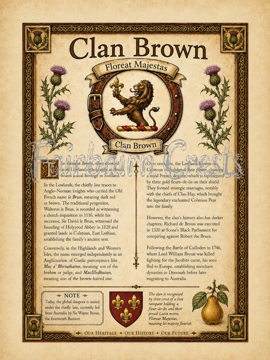 Scottish Clan Brown Heritage Poster - Instant Digital Download