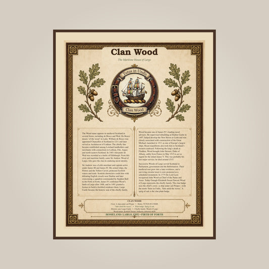 Scottish Clan Wood Heritage Poster - Instant Digital Download