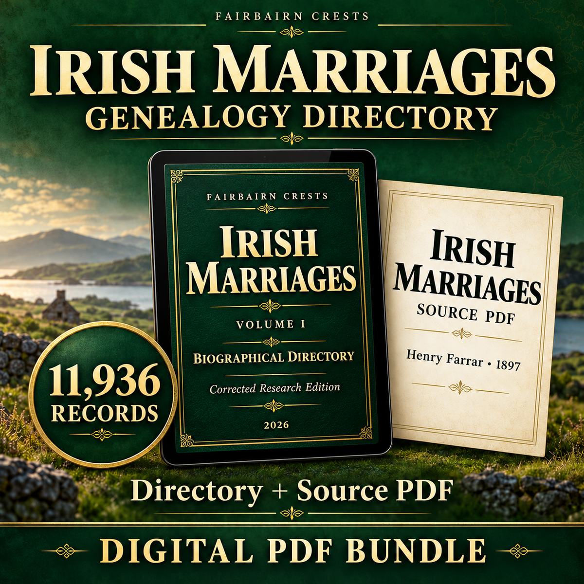 Irish Marriage Genealogy Directory: 11,936 Records + Historical Source Index | PDF Bundle