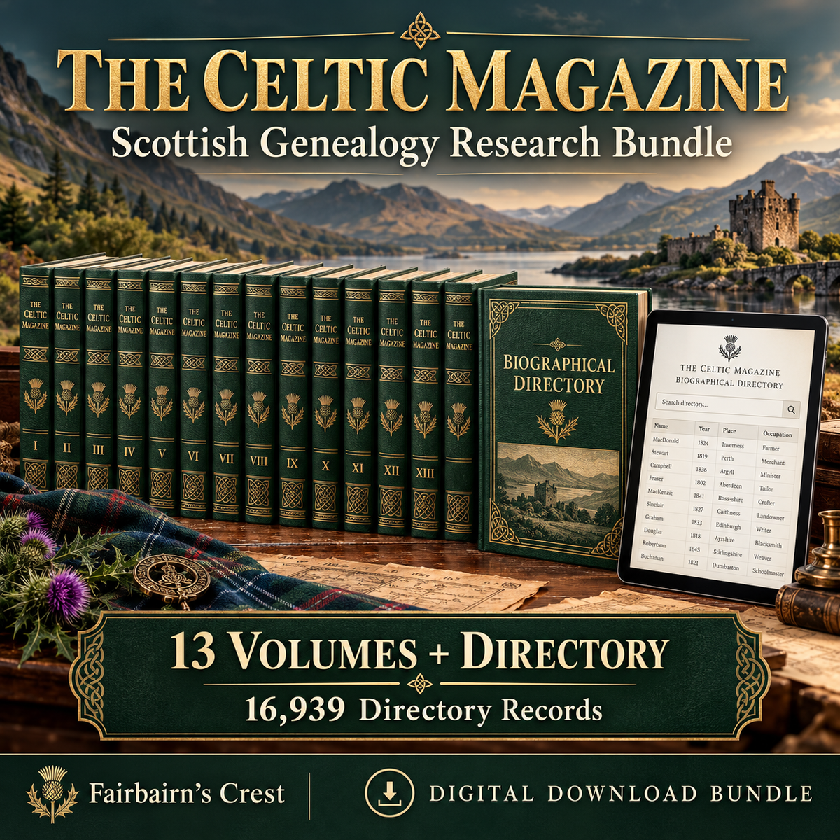The Celtic Magazine Scottish Genealogy Bundle – 13 Digital Volumes + Biographical Directory