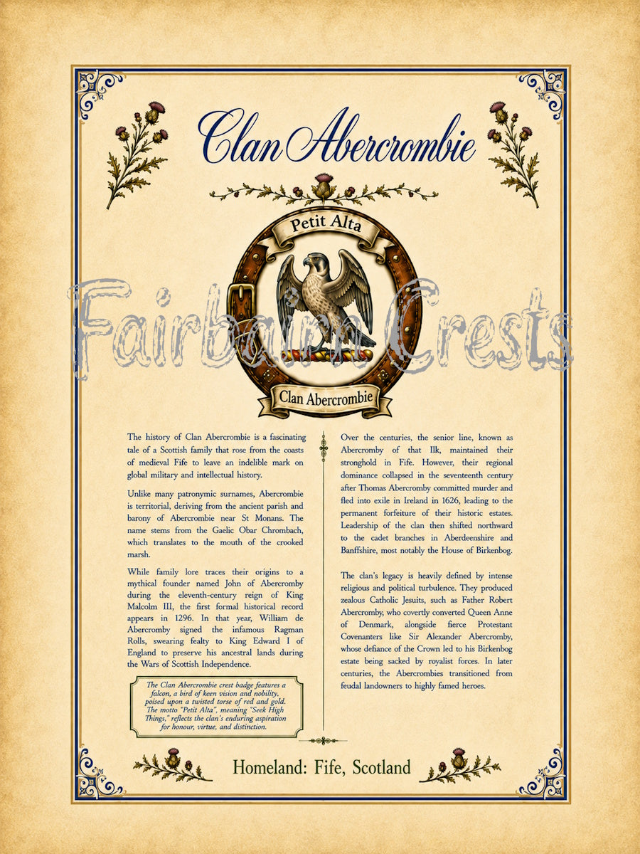 Scottish Clan Abercrombie Heritage Poster - Instant Digital Download