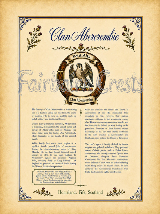 Scottish Clan Abercrombie Heritage Poster - Instant Digital Download