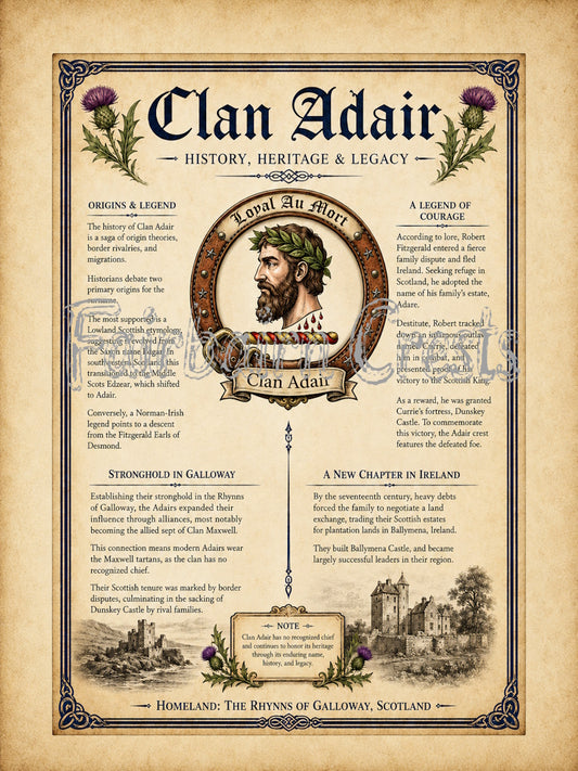 Scottish Clan Adair Heritage Poster - Instant Digital Download