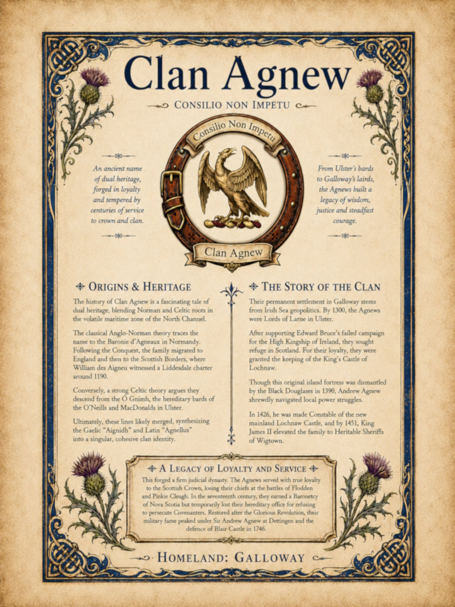 Scottish Clan Agnew Heritage Poster - Instant Digital Download