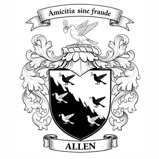 The Allen Family Coat of Arms digital download: Includes Color PNG, B&W PNG, and SVG vector files