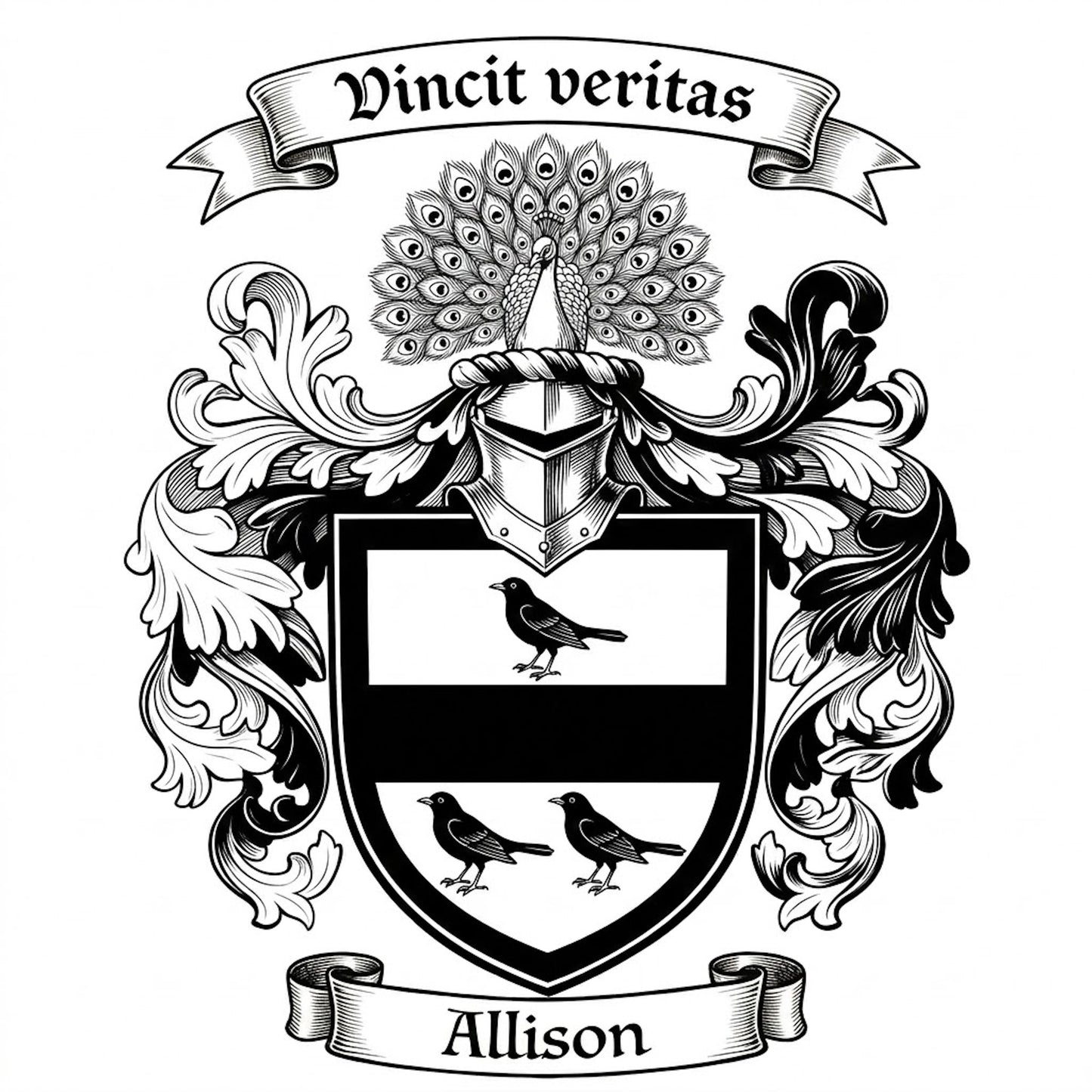 The Allison Family Coat of Arms digital download: Includes Color PNG, B&W PNG, and SVG vector files