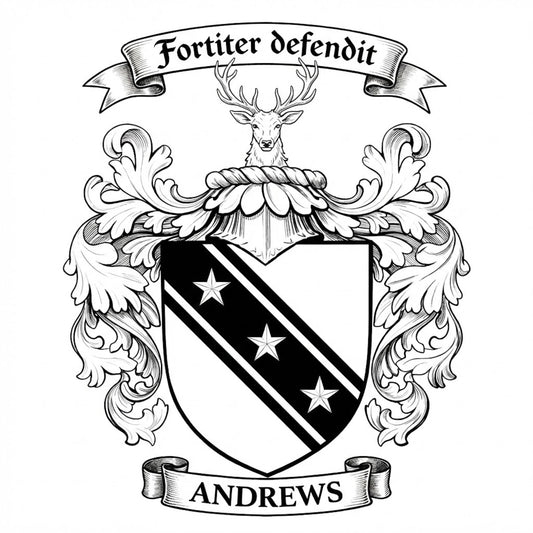 The Andrews Family Coat of Arms digital download: Includes Color PNG, B&W PNG, and SVG vector files