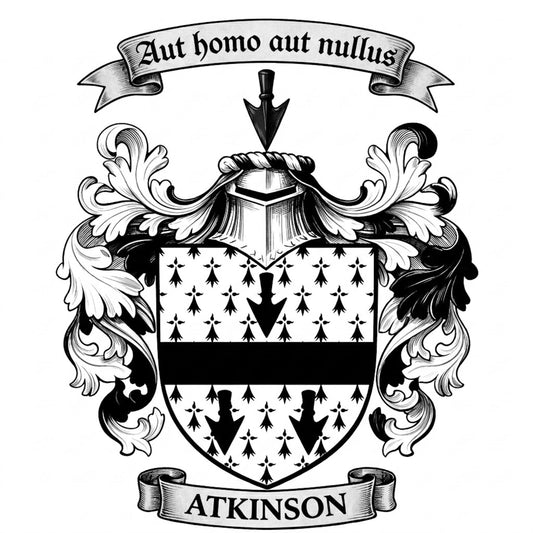 The Atkinson Family Coat of Arms digital download: Includes Color PNG, B&W PNG, and SVG vector files