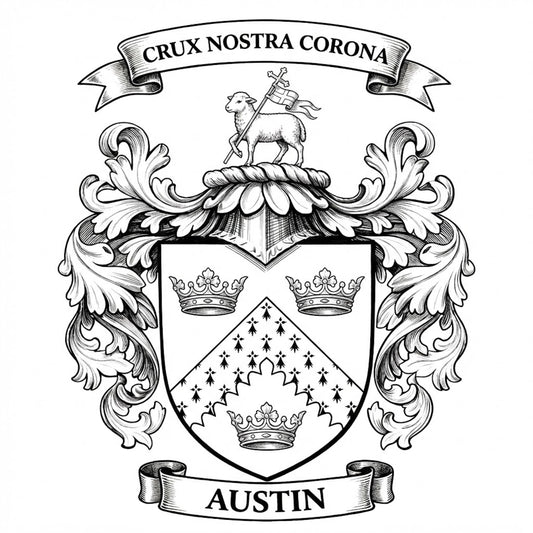 The Austin Family Coat of Arms digital download: Includes Color PNG, B&W PNG, and SVG vector files