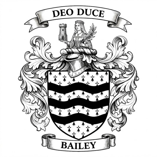The Bailey Family Coat of Arms digital download: Includes Color PNG, B&W PNG, and SVG vector files