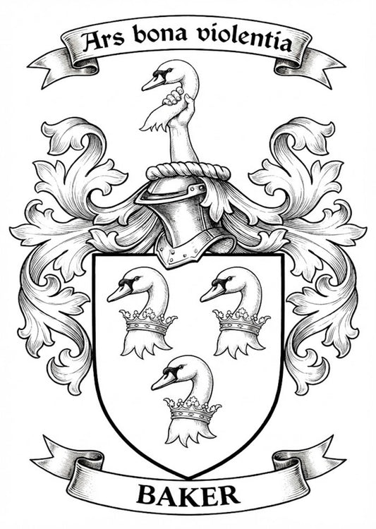 The Baker Surname Coat of Arms digital download: Includes Color PNG, B&W PNG, and SVG vector files