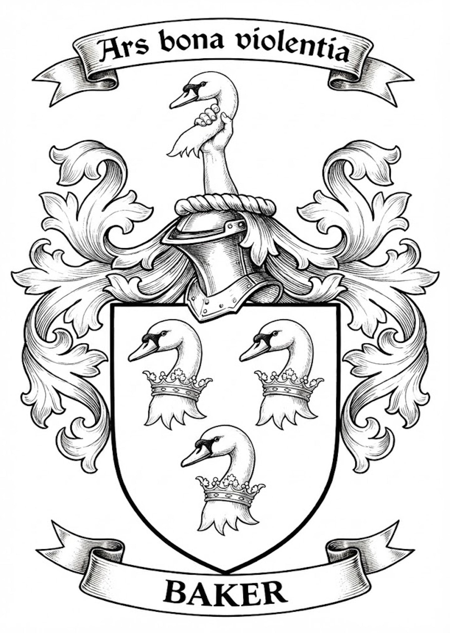 The Baker Surname Coat of Arms digital download: Includes Color PNG, B&W PNG, and SVG vector files