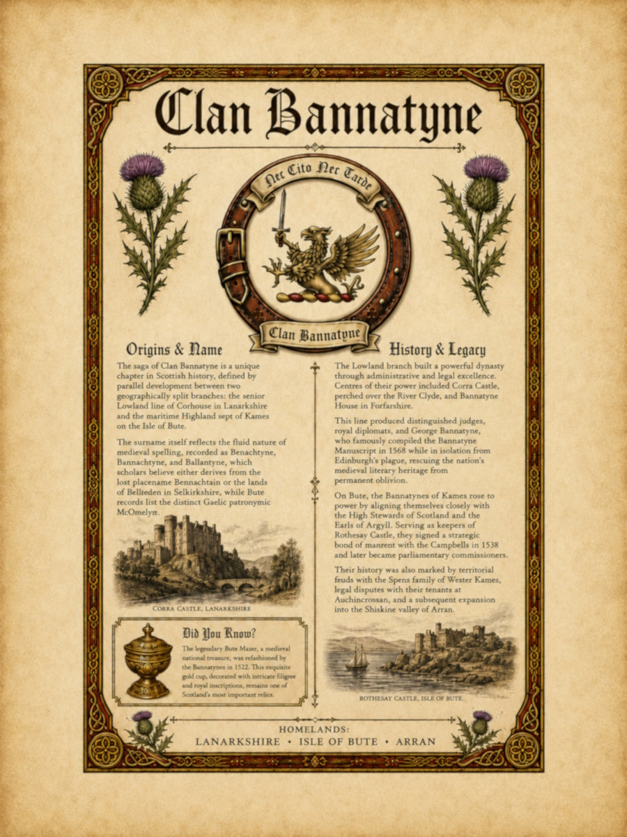 Scottish Clan Bannatyne Heritage Poster - Instant Digital Download