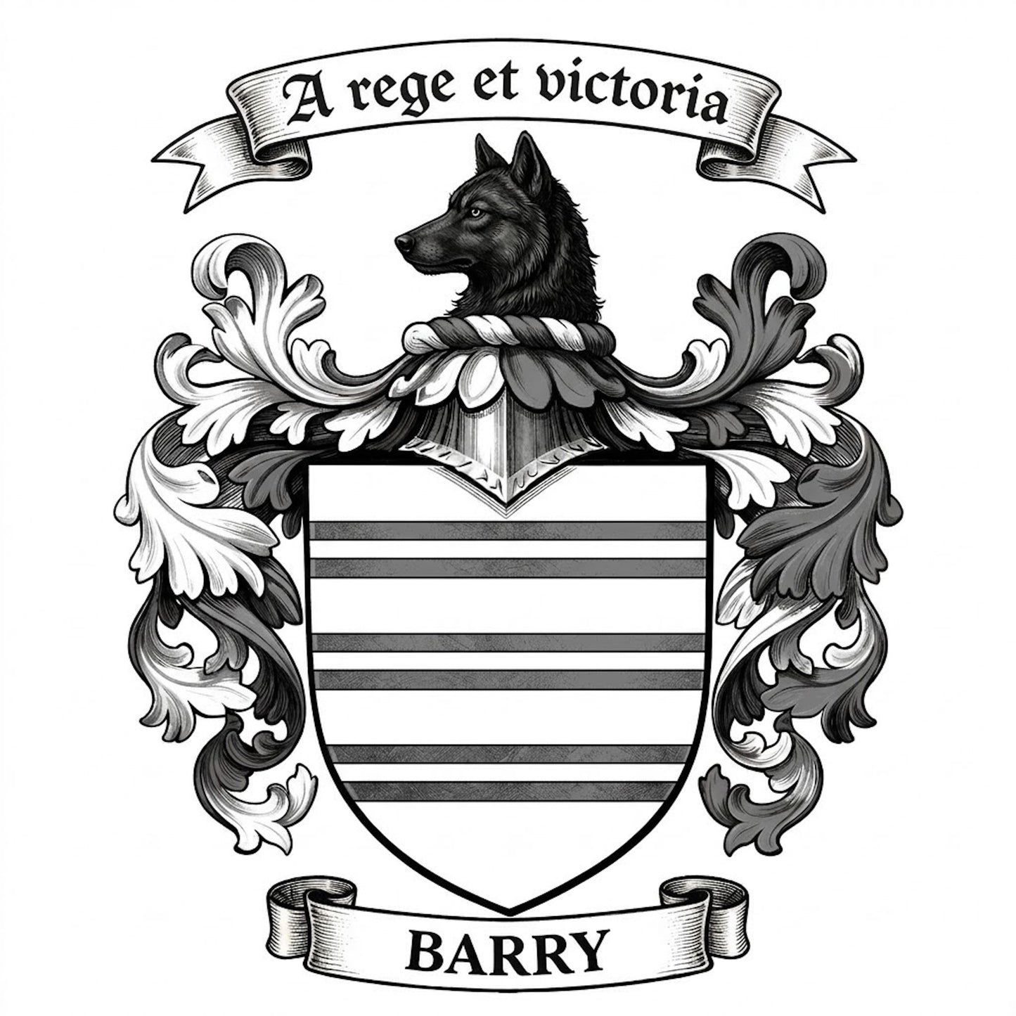 The Barry Family Coat of Arm digital download: Includes Color PNG, B&W PNG, and SVG vector files