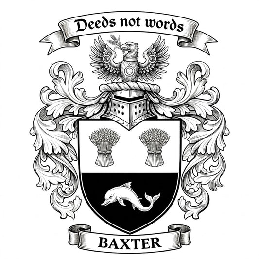 The Baxter Family Coat of Arms digital download: Includes Color PNG, B&W PNG, and SVG vector files